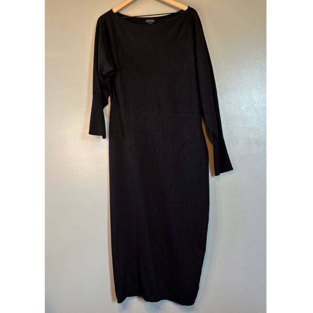 Karen Millen XL Asymmetrical Off Shoulder Knit Midi Dress Black - Picture 3 of 8